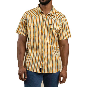 Custom Print Men's Cowboy Cut <strong>Western</strong> Shirts Short Sleeve Snap Button <strong>Cotton</strong> Work Shirt - Product Image 1
