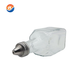 6 onzas. Cruet de vidrio de forma cuadrada de aceite y vinagre con vertedor - Product Image 5