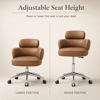 Chaise de bureau en cuir avec appui-tête et accoudoirs, pivotante et à roulettes, pour la maison, le bureau, le salon, la salle d'étude, la chambre, la coiffeuse, le coin lecture