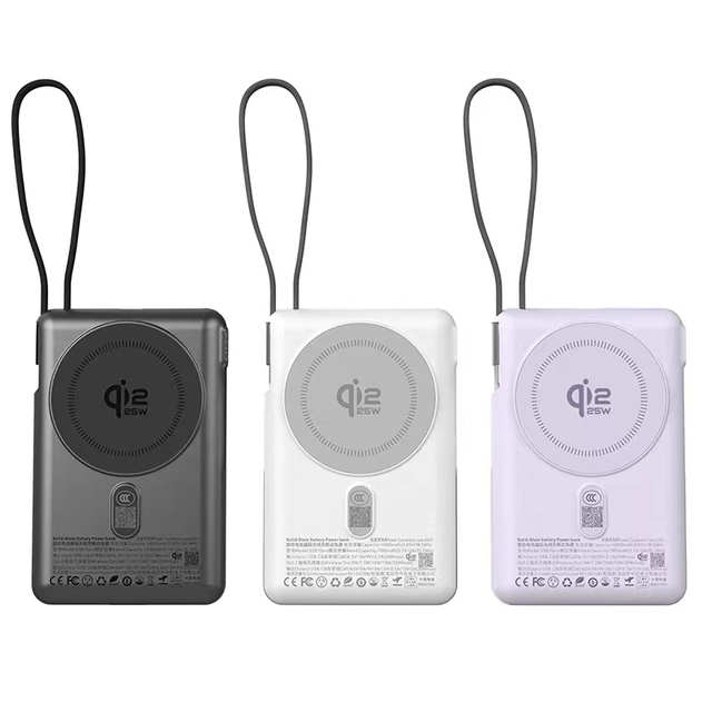 3C Certified High Capacity Semi-solid Battery Power Bank Magnetic Wireless Charger PD30W Fast Charging 10000mAh Plastic