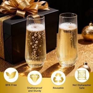 Flûtes jetables transparentes Goodluck sans pied, 9 oz, résistantes aux chocs, sans BPA, pour mariages et fêtes d'anniversaire - Product Image 4