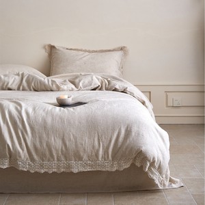 Juego de Ropa de Cama de Lino y Algodón con Encaje Estilo Francés, Transpirable y Agradable para la Piel, para las Cuatro Estaciones - Product Image 1