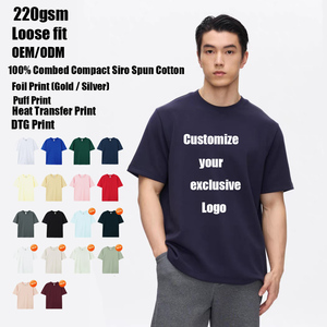 220 Gsm Men's Oversize Combed Cotton T-shirts Embroidered Blank TShirt Casual Summer Sleeve Custom <strong>Heat</strong> <strong>Transfers</strong> for T Shirts - Product Image 1