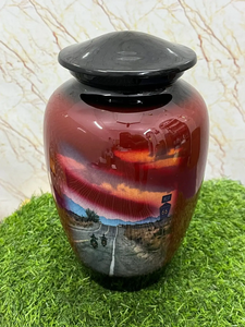 โกศทองเหลืองแกะสลักสีบรอนซ์สำหรับเก็บขี้เถ้าของทะเลสไตล์อเมริกันวัสดุโลหะทนทานสำหรับงานศพ - Product Image 3