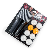 Jeu de Beer Pong - 12 gobelets en plastique rouges + 12 balles - Ensemble de jeu de boisson pour enterrement de vie de jeune fille