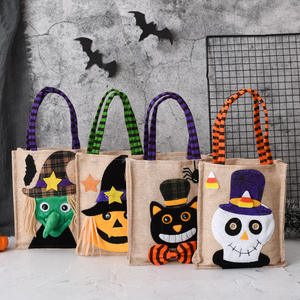 Regalo de Halloween arpillera fieltro bolso caramelo bolsa fantasma bruja calabaza murciélago bolsa decoración dulces regalo bolsa de mano - Product Image 5