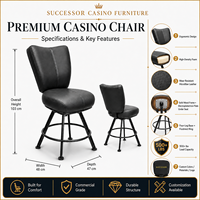 Fauteuil de jeu premium SUCCESSOR pour machines de casino, pivotant, réglable, en cuir, avec roulettes silencieuses