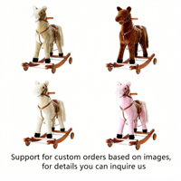 Cheval à bascule en peluche pour enfants, grande taille, avec roues