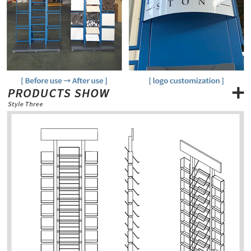 Hot Sale SRL138 Floor Standing Marble Stone Floor Ceramic Unit Showroom Metal Display Racks Granite Tiles Display Rack Stand