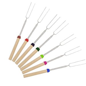 Tay cầm bằng gỗ Kính thiên văn BBQ ngã ba <span class=keywords><strong>Marshmallow</strong></span> rang Gậy ngửi gậy 31 đến 81cm ngoài trời - Product Image 1