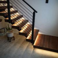 Main courante en bois et aluminium pour extérieur, balustrade moderne en acier inoxydable, rampes d'escalier résistantes à la rouille