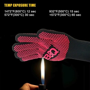 Double four en silicone résistant à la <span class=keywords><strong>chaleur</strong></span> et <span class=keywords><strong>anti</strong></span>-brûlure <span class=keywords><strong>Barbecue</strong></span> extérieur Cuisine Griller Bbq Gants résistants à la <span class=keywords><strong>chaleur</strong></span> avec doigts - Product Image 2
