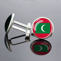 Boutons de manchette en métal avec drapeau du Pakistan imprimé sur verre bombé, bijou ornemental, cadeau