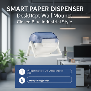 Dispenser di Carta Intelligente da Scrivania o da Parete, Chiuso, Blu, Stile Industriale - Product Image 3