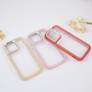 Claro colorido 3 <span class=keywords><strong>en</strong></span> 1 caja del teléfono móvil para iPhone 15 14 13 Fundas Al Por Mayor con TPU + PC + acrílico Simple diseñador contraportada - Product Image 5