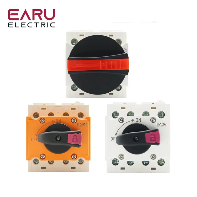 EARU Solar DC 4P 32A 1500V PV Switch-Disconnector Rotating Handle Isolator Rotary Switch Distribution Box Din Rail LONQ-40.F/I/X