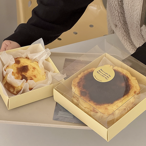 4 Inch 6 Inch <strong>Basque</strong> Cheesecake Box Cheese Cake Packaging Transparent Lid Baked Dessert Kraft Boxes - Product Image 2