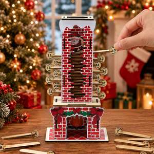 Calendario de Adviento de Madera con Adornos Navideños para Niños y Familiares, Decoración Navideña de 24 Días, Chimenea, Santa Claus - Product Image 3