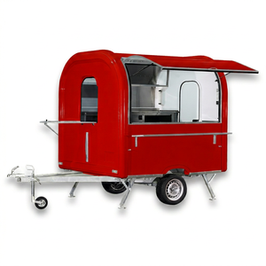 <b>Red</b> Capsule Style Mobile Food Truck Aluminum & Fiberglass Frame Triple Axle Insulated Compartments Outdoor Use Candy - Product Image 1