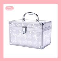 Argent Rétro Chic Maquillage Sac Grand Espace Multi-Couches Maquillage Boîte Voyage Cosmétiques Organisateur avec Mot de Passe Serrure Femmes 25x20x20cm