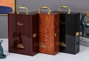 Handmade Chất lượng cao bằng gỗ rượu vang Hộp đàn Piano kết thúc 2 chai sơn Công suất bán buôn tùy chỉnh rỗng gỗ Tequila Whisky rượu sâm banh - Product Image 3