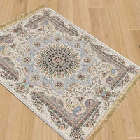 Tapis ethnique abstrait style Moyen-Orient, tapis de sol arabe lavable en machine avec pompons, couverture enroulable pour la maison, musulman