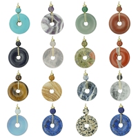 Design simple 30mm cristal naturel pierres précieuses décoration circulaire pendentif beignets forme pendentif à breloque pour bijoux accessoires