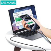 USAMS SJ740 Kabel Data All in One 1.2M PD72W USB C ke Type C 2in1 USB Type-C Pengisian Cepat Kabel Data PD