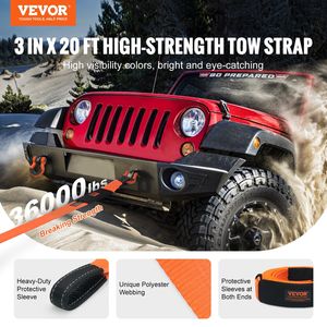 MBS-36 robuste, 000 Lbs Kit de récupération de sangle de remorquage 3 "X 20 ft Tree Saver Winch Strap Triple boucle renforcée Manchons de protection - Product Image 2