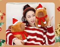 2025 nouveau Capybara avec chapeau de noël mignon poupée en peluche eau cochon d'inde jouet anniversaire cadeau de noël Elk Capybara peluche
