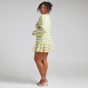 Mini abito aderente da donna <span class=keywords><strong>a</strong></span> righe <span class=keywords><strong>a</strong></span> righe con maniche lunghe con scollo <span class=keywords><strong>a</strong></span> v Casual estivo personalizzato - Product Image 6