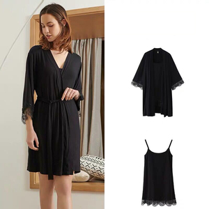 Abito in raso Sexy da <span class=keywords><strong>donna</strong></span> in pizzo di <span class=keywords><strong>cotone</strong></span> per festa di nozze <span class=keywords><strong>vestaglia</strong></span> da sposa taglie forti indumenti da notte da mattina con motivi solidi - Product Image 5