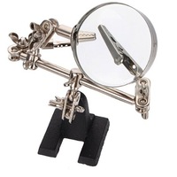 2.5X Handheld Magnifier with Dual-Adjustable Alligator Clip Metal & Glass for Jewelry Hobby Observation