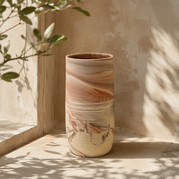 Vase de table en céramique rustique Wabi-sabi ARM LVG, marbre nordique, fait main, cylindrique, décoration de luxe pour la maison, récipient floral design