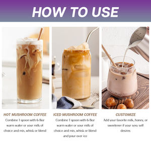 Brain Boost Champignonkoffie Met Organische Adaptogene Paddestoelen Schoonheid Afslanken Collageen Koffie L-Theanine Paddestoel Koffiepoeder - Product Image 5