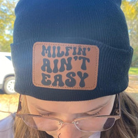 Casquette personnalisée brodée à coudre, avec patchs ronds vierges en cuir véritable pour gravure à chaud, pour femme - Vente en gros fabricant