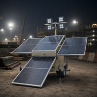 Tour d'éclairage mobile solaire de type remorque avec 4 panneaux solaires de 400W pour l'éclairage extérieur de chantier