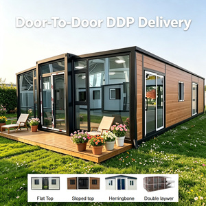 Villa conteneur extensible moderne et minimaliste de 40 pieds avec mur en verre panoramique et terrasse pour locations de vacances sur les îles grecques - Product Image 1