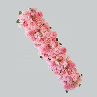 Décoration de table ou d'arche de mariage en soie, faite à la main, réaliste et imperméable, avec rangée de roses artificielles et de fleurs mélangées, 1m