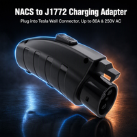 Adaptateur CA NACS vers J1772 pour VE, 80A 250V, chargeur rapide de niveau 2, convertisseur IP65 anti-poussière avec protection contre la surchauffe, certifié UL CE