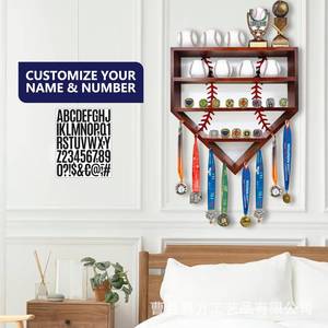 Estante de madera transfronterizo para almacenamiento de béisbol, organizador de béisbol para pared, colgador de medallas, expositor de recuerdos de béisbol - Product Image 1