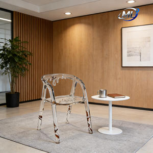 Italian-style Light Luxury Modern Minimalist Resin Transparent Epoxy Leaf Water Drop Design Cross Back Durable Leisure <b>Chair</b> - Product Image 3