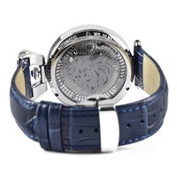 Herren Luxus Automatische Mechanische Uhr Skelett Dual-Zeit Mondphase Wasserdicht Echtes Leder Business Dress Armbanduhr