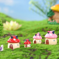 Penjualan Langsung Pabrik Figur Mini Rumah Jamur Kartun Kastil Kerajinan Resin Mini untuk Dekorasi Taman Rumah Bonsai Meja