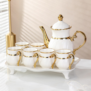 Ensemble de vaisselle nordique en céramique, plateau élégant et de grande valeur, théière créative peinte à l'or pour usage domestique, vente en gros du fabricant - Product Image 5