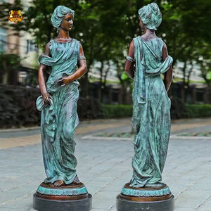 Statue de femme nue en bronze coulé pour décoration extérieure, taille réelle, femme nue assise sur une roche, statue en bronze - Product Image 1