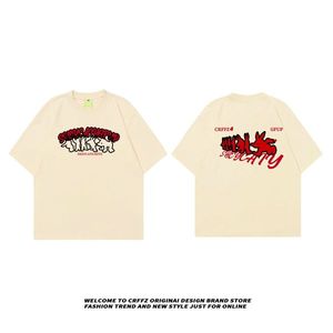 تيشيرت صيفي للجنسين من القطن 100%، مريح ويسمح بالتهوية، بقصة واسعة ومقاس كبير، بطباعة عصرية لملابس الشارع للرجال - Product Image 5