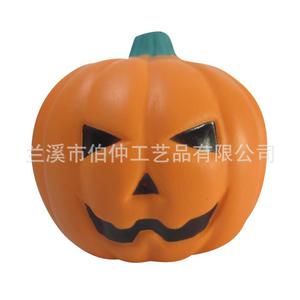 Balle anti-stress en PU en forme de citrouille, orange, jouet décoratif d'Halloween pour enfants et adultes - Product Image 4