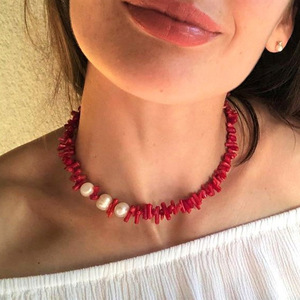 INS Style gros Beachy vacances <span class=keywords><strong>corail</strong></span> perle d'eau douce pierre perle colliers mode à la main première fête des mères bijoux - Product Image 1