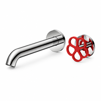 Robinet de lavabo mural monocommande en laiton noir avec cartouche céramique, mitigeur de lavabo encastré
